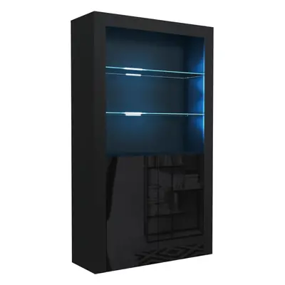 (Black) Cabinet 170cm LED Gloss Doors - Mex Furniture