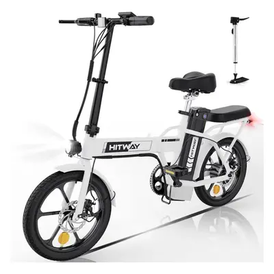 (White) HITWAY Electric Bike,16" Ebikes, up 70KM Fold Bike