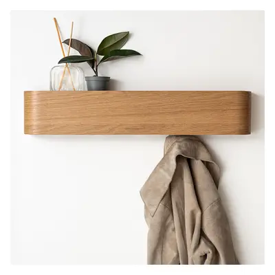 (5 Hooks, Oak) Wall-Mounted Coat Rack 'Toke' | Modern Design Coat Rack with Hidden Wall Hooks | 