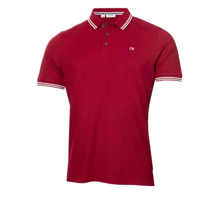 (XXXXXL, Burgundy Tipped) Calvin Klein Mens Campus Button Ribbed Collar Golf Polo Shirt