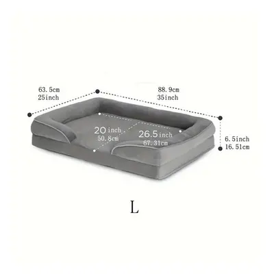 (grey, L:34.65*25.2*7.87inch/) Waterproof Memory Foam Orthopedic Dog Bed For Large And Medium Do