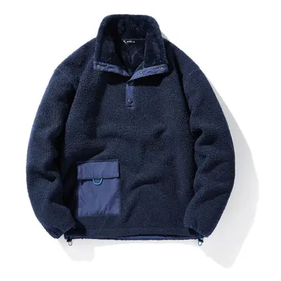 (navy blue, XL) Lamb Fleece Coat Men&apos;s Autumn Fleece Coat Fleece Jacket Youth Teddy Fleece 