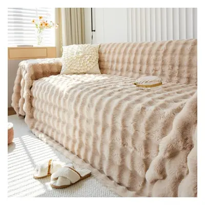 (light brown, 180*420cm) Winter Thicken Plush Sofa Towel For Living Room Nordic Universal Sofa C