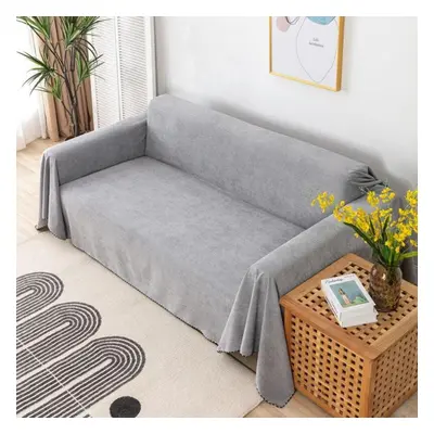 (grey, 180x420cm) Waterproof Sofa Cover Blanket Multipurpose Solid Color Furniture Cover Durable