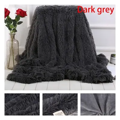 (dark grey, 160x200cm) Soft Faux Fur Coral Fleece Blanket Winter Warm Fuzzy Shaggy Fluffy Blanke