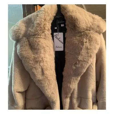 (khaki, XL) Winter Women Fashion Coat Color Plus Size Coat Luxury Jacket Fur Coat Ladies Warm Ho