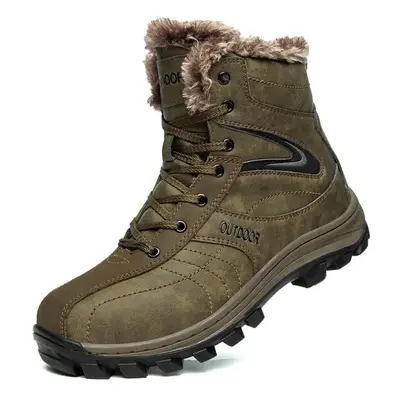 (brown, 48) Russian Style Winter Boots Waterproof Outdoor Men Boots Ankle Snow Boots Plus Size H