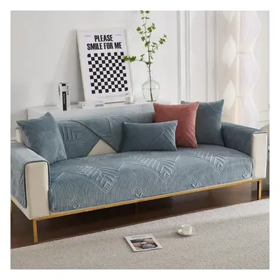 (light blue, 90x210cm 1pcs) Thicken Plush Sofa Cover Universal Sofas Towel Anti-slip Combination