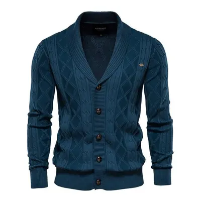 (navy, 65-75 kg) Aiopeson Cotton Cardigan Men Casual Single Breasted Solid Color Business Mens C