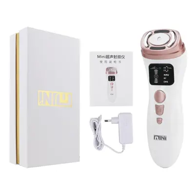 (white, With Gift Box) New Mini Hifu Ultrasonic Rf Ems Microcurrent Face Lifting Anti-wrinkle Fa