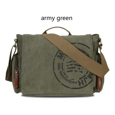 (light khaki) Men Vintage Messenger Bags Canvas Shoulder Bag Fashion Men Business Crossbody Bag 