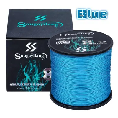 (blue, 1000m-0.30mm-20.7kg) Fishing Line 300m/500m/1000m Color Braided Fishing Lines 9-strands P