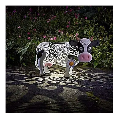 Solar Power Cow Silhouette LED Garden Ornament Light Up Colour Change