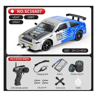 (blue) New 2.4g Drift Rc Cars 4wd Rc Drift Car Toy Remote Control Gtr Model Ae86 Vehicle Car Rc 