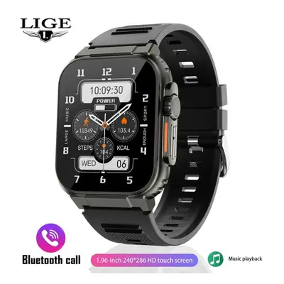 (black, silicone strap) LIGE Recording Function SIRI Dial Smart Watch 600MAH Large Battery TWS M