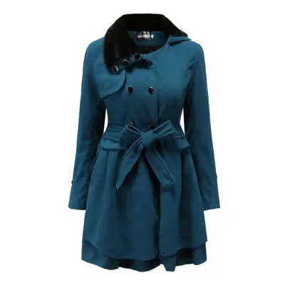 (brunswick green, XXXL) Women Wool Coat Dress Jacket Slim Windbreaker Sexy Long Woolen Trench Be