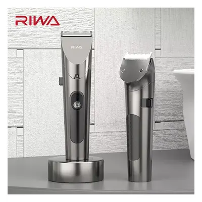 (grey) Riwa Professional Hair Trimmer Washable Led Display Rechargeable Electric Hair Cutter Hai