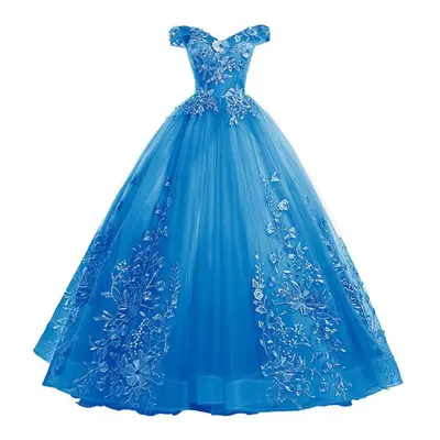 (sea blue, S) Pomp Skirt Annual Meeting Host Catwalk Evening Gown Long Student Dress Woman