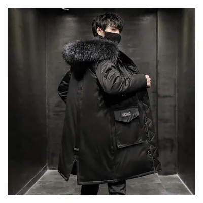 (black, M) -30 Degree Winter White Duck Down Jacket Men Keep Warm Long Thicken Coat Fashion Hood