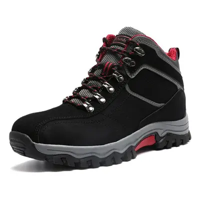 (black,red, 44) Plus Size Men Boots Autumn Anti-skidding Outdoor Trekking Hiking Shoes Ankle Boo