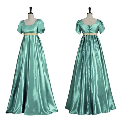 (blue, XL) Satin Gowns Victorian Ball Gowns Empire Waist Gowns Regency Gowns