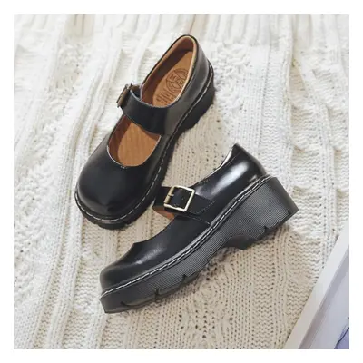 (black, 37) Japanese Style Vintage Buckle Mary Janes Shoes Women&apos;s Shallow Mouth Casual Stu