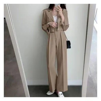 (khaki, M) Suit Coat Women Spring Autumn New Korean Black Casual Small Suit Women Pieces Suit