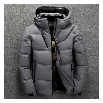 (grey, 2XL) Minifann Maijiabao Mens Quilted Down Coats Winter Warm Padded Bubble Puffer Hooded J