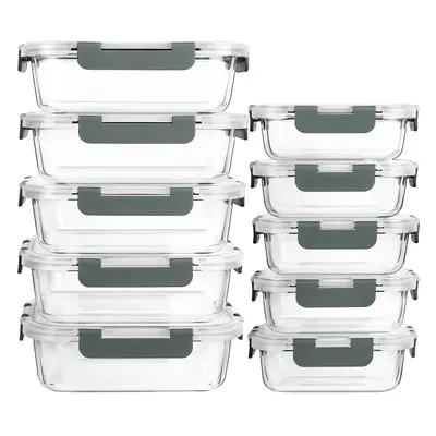 (Gray) MCIRCO Food Storage Containers with Lifetime Lasting Snap Locking Lids, Airtight Lunch Co