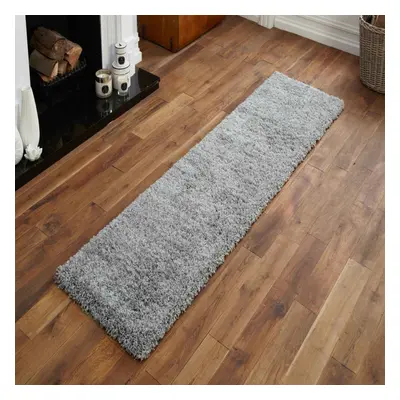 (60x230cm) Large Silver Grey 5cm Non Shed Quality Modern Shaggy Rugs