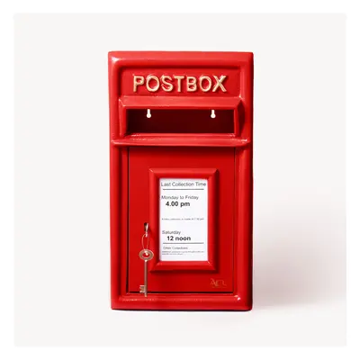 Royal Mail Post Box Red Mail Box with Lock Pillar Mounted Durable Cast Iron Letter Box (44H x 25