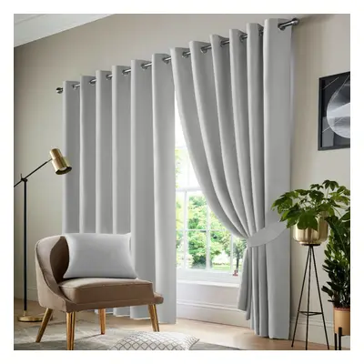 (Light Grey , 90" Width x 90" Drop - (228cm width x 228cm drop)) Insulated Blackout Curtains Rea