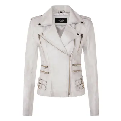 (12) Ladies Leathr Biker White Lamb Nappa Gothic Jacket