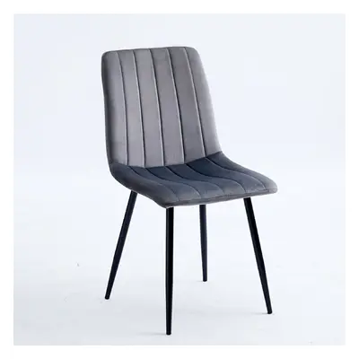 (Grey) 2x Velvet Dining chair with sturdy Metal legs Backrest and Padded Seat