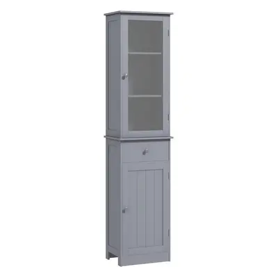 kleankin Storage Cabinet Organizer Tower with Shelves & Drawer, Grey