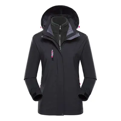 (Black, M) Classic in Waterproof Windproof Jacket Hardshell Jacket with Fleece Lining