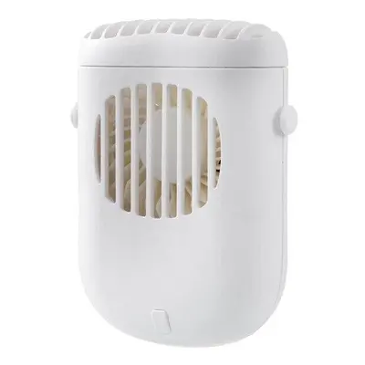 (White) Mini Neck Hang Fan Three Gears Wind Speed USB Air Cooler 1200mAh Battery Capacity Portab