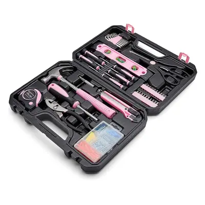 Amazon Basics DIY Household Tool Set With Storage Case Piece Pink 13.39 x 9.25 x 2.95 inch