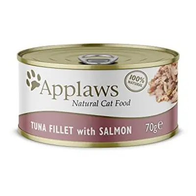 Applaws 100% Natural WetÂ Cat Food with Premium Tuna Fillet & Salmon in Broth x 70g Tin