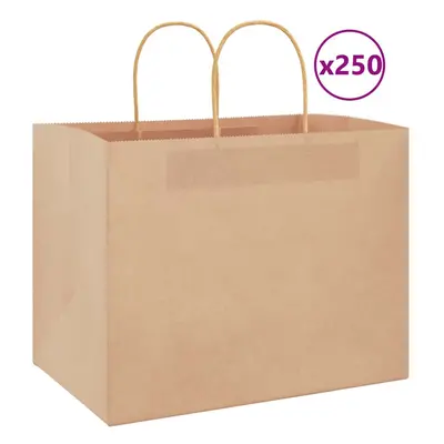 (brown, x x cm) vidaXL Paper Bags pcs with Handles Brown 21x11x36 cm Paper Grocery Bag