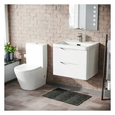 Basin Sink Vanity Cabinet Wall Hung & Rimless Close Coupled Toilet |Merton