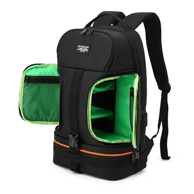 (Green) No Side Open Travel Carry Camera Bag Backpack for Canon for Nikon DSLR Camera Tripod Len