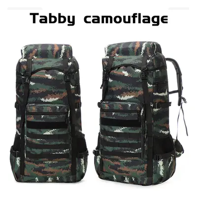 (Tabby camouflage) 70L Outdoor Waterproof Military Tactical Backpack Camping Hiking Backpack Tre