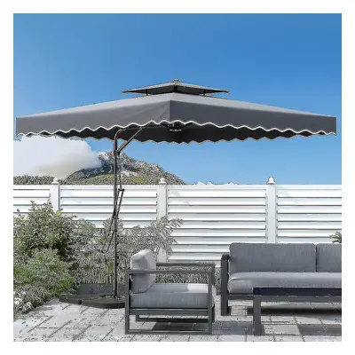 (2.5m Square Cantilever Parasol Garden Umbrella With Cross Base) 2.5m Square Cantilever Parasol 