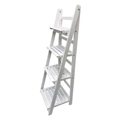 Ladder Shelf Bookshelf 4-Tier White Storage Display Unit Folding Stand