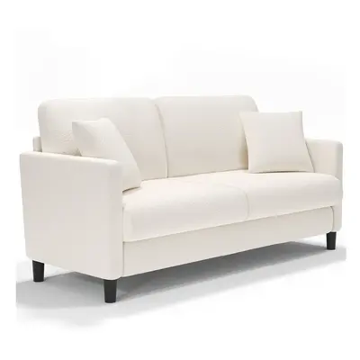 (Beige ) Teddy Velvet Small Seat Sofa for Small Bedroom