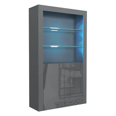 (Dark Grey) Cabinet 170cm LED Gloss Doors - Mex Furniture