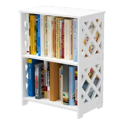 (3-Tier) Small Bookcase, White Bookshelf, Bedside End Table, Small Table Shelf for Small Spaces