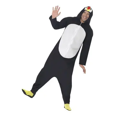 Smiffy's Men's Penguin Costume, Hooded All In One, Party Animals, Serious Fun, - costume penguin