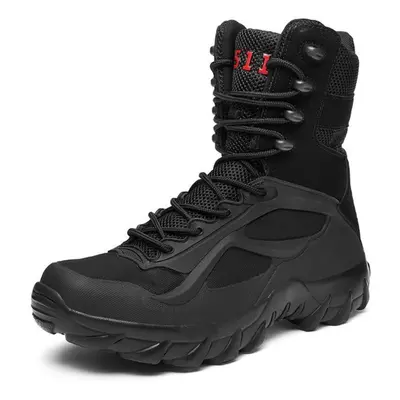 (black, 46) Mens Military Tactical Boots Desert Combat Outdoor Army Hiking Shoes Travel Shoes Le